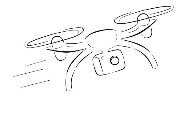 Einfache Handzeichnung Skizze Fly und schnell bewegende Drohne  - Vektor, Bild