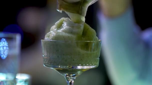 Barman making pistachio ice cream - Video, Çekim