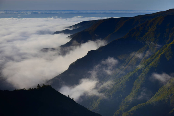 Пейзаж Мадейры с долиной возле Рабакала. Приближаются облака. Мадейра, Португалия
. - Фото, изображение