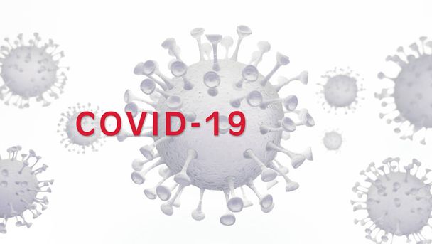 Corona virus COVID-19 virus SARS-CoV-2 concept - Coronavirus influenza achtergrond als gevaarlijke griep stam gevallen als een pandemische medische gezondheidsrisico Microscoop virus close-up - 3D Rendering - Foto, afbeelding