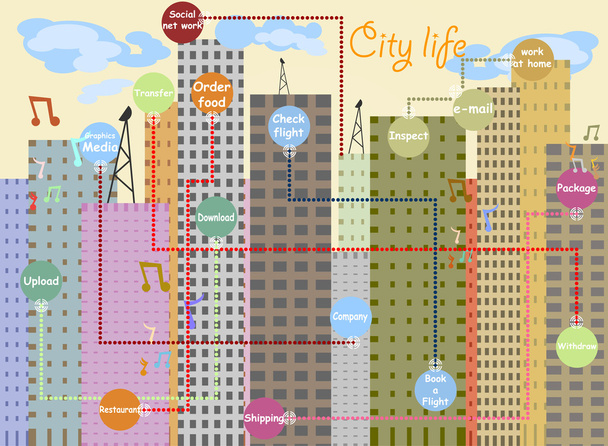 City life - Vector, Image