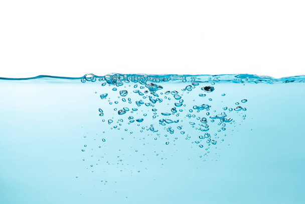 Air bubble and water splash,Water splash isolated on white  and blue background. - Valokuva, kuva
