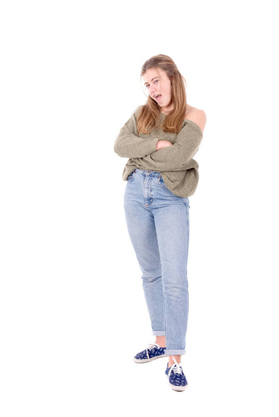 teenage girl isolated in white background - Foto, Imagem