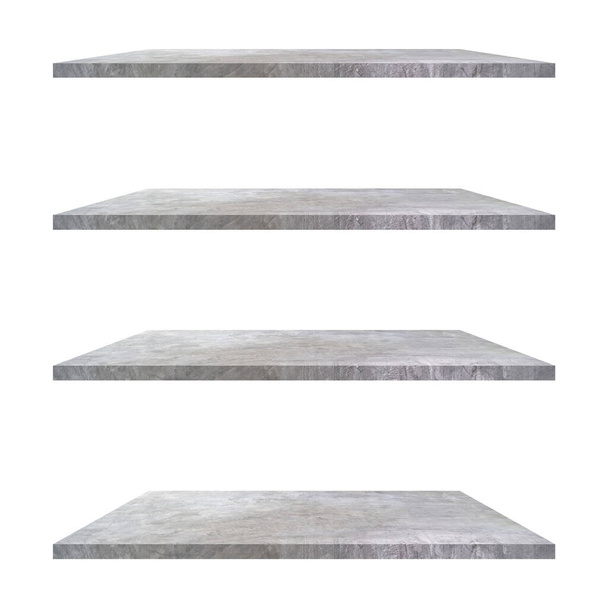 4 mensole in cemento tavolo isolato su sfondo bianco e montaggio display per il prodotto. - Foto, immagini
