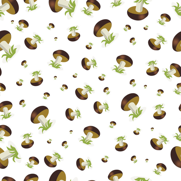 Vector illustration - Porcini mushrooms set Isolated on white background. Seamless texture. - Vector, Image