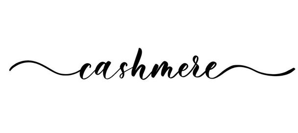 Cashemere - vektori kalligrafinen kirjoitus sileä linjat myymälä kangas ja neulonta, logo, tekstiili. - Vektori, kuva