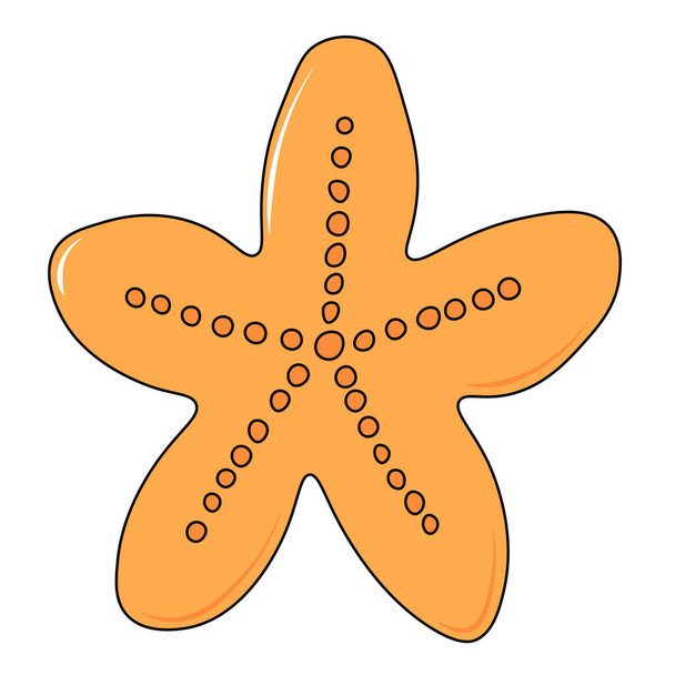 Vector cute cartoon starfish on white background. Illustration Underwater World collection. Icons, logos and symbols. For web Print and Stencil Posters Invitation and greeting card. - Vector, Image