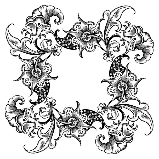 Floral vector vintage border. Frame design. - Vector, Image