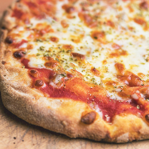 Pizza Margherita. Fresh italian pizza with tomato and mozzarella. Close-up. - Photo, Image