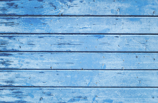 Starý azurově natřený povrch. Světle modré staré dřevo prkna pozadí. - Fotografie, Obrázek