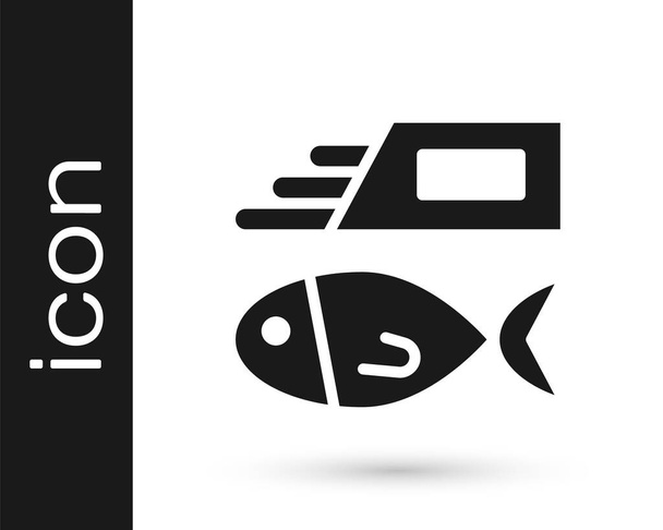 Black Fish and chips icoon geïsoleerd op witte achtergrond. Vector. - Vector, afbeelding