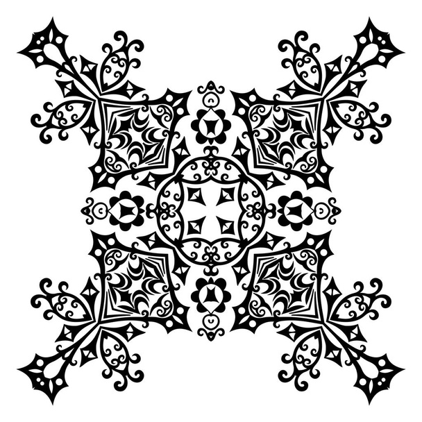 Vettore nero floreale etnico ornamentale illustrazione - Vettoriali, immagini