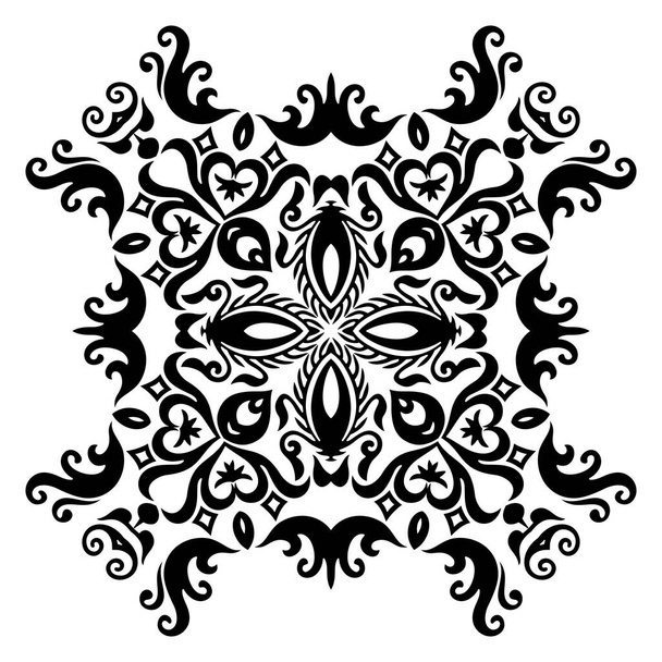 Vektor černá květinová etnické ornamentální ilustrace - Vektor, obrázek