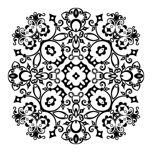 Vektor černá květinová etnické ornamentální ilustrace - Vektor, obrázek