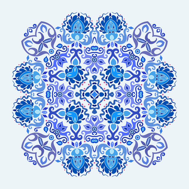 Vector blue decorative floral ethnic illustration - Vector, Image