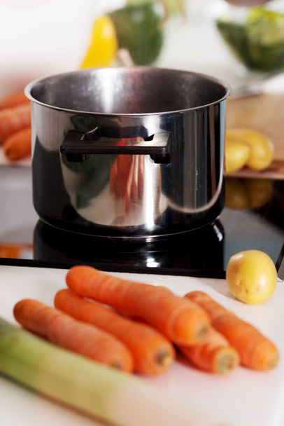 Kitchen pot on an gas plate - Foto, imagen