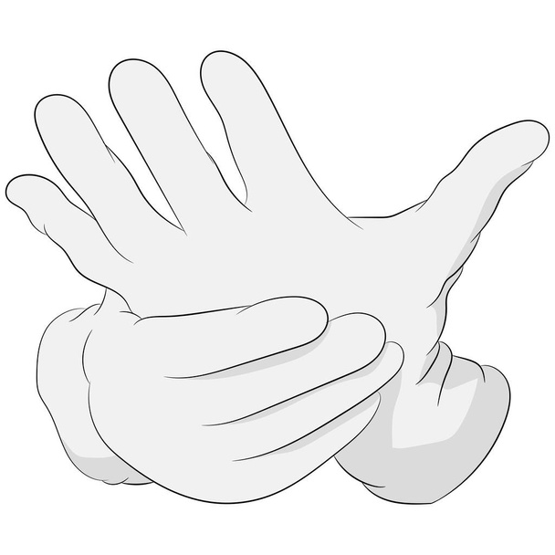 Vector graphics putting on medical gloves. Flat design. - Vector, Image