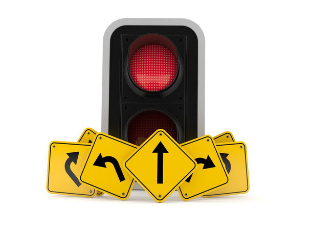 Червоний світлофор з дорожніми знаками
 - Фото, зображення