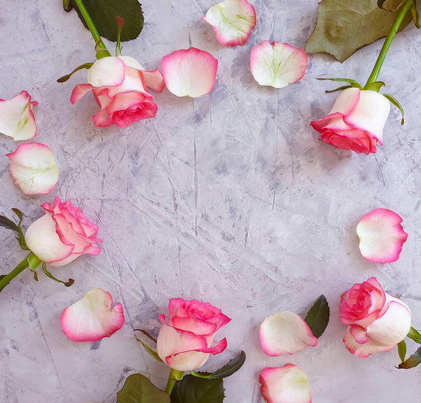 rózsa virág beton háttér keret - Fotó, kép