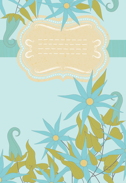 Frame and Blue Flowers - Vector, afbeelding