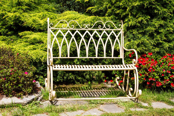 Metal swing bench in a park - Photo, Image