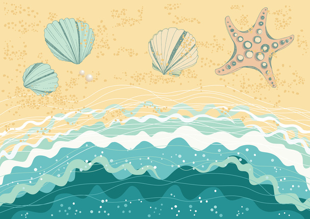 Shells and Waves - Vector, Image
