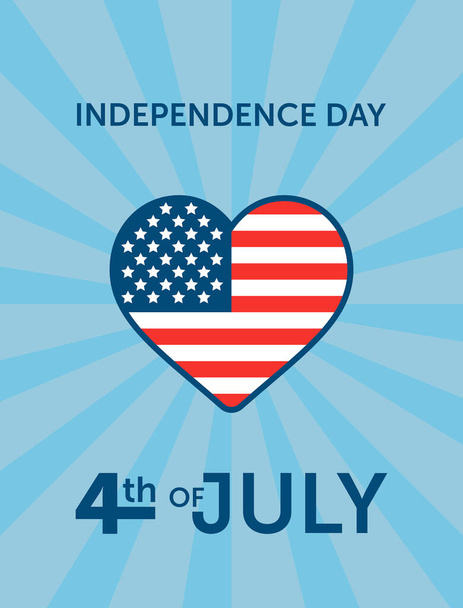 День независимости. Плакат сердца. Иллюстрация 4 июля
 - Вектор,изображение