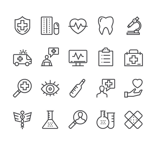 Medicine therapy dentist isolated line web icon set. Vector flat graphic design cartoon - Vector, Image