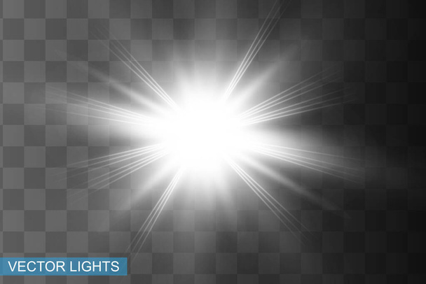 Αφηρημένη άσπρη ακτίνα λέιζερ. Διαφανές απομονωμένο σε μαύρο φόντο. Εικονογράφηση διάνυσμα. το εφέ φωτισμού floodlight κατεύθυνση - Διάνυσμα, εικόνα
