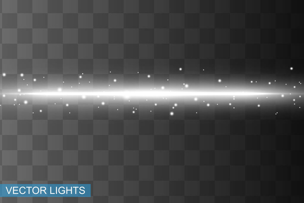 Abstract white laser beam. Transparent isolated on black background. Vector illustration.the lighting effect.floodlight directional - Vector, Image