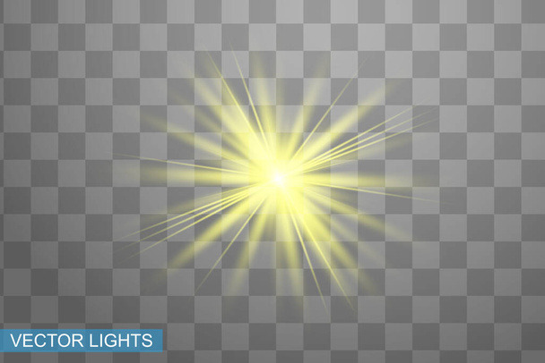 Светящийся изолированный желтый световой эффект, блик объектива - Вектор,изображение