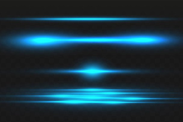 Abstracte blauwe laserstraal. Transparant geïsoleerd op zwarte achtergrond. Vector illustratie.Het lichteffect.Floodlight richting - Vector, afbeelding
