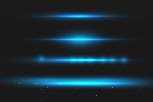 概要青色レーザービーム。黒の背景に隔離された透明。ベクトル図照明効果洪水光方向 - ベクター画像