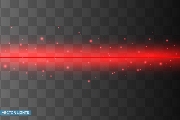 抽象的な赤いレーザービーム。黒の背景に隔離された透明。ベクトル図照明効果洪水光方向 - ベクター画像