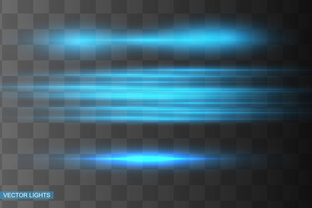 Rayo láser azul abstracto. Aislado transparente sobre fondo negro. Vector illustration.the iluminación effect.floodlight direccional - Vector, imagen