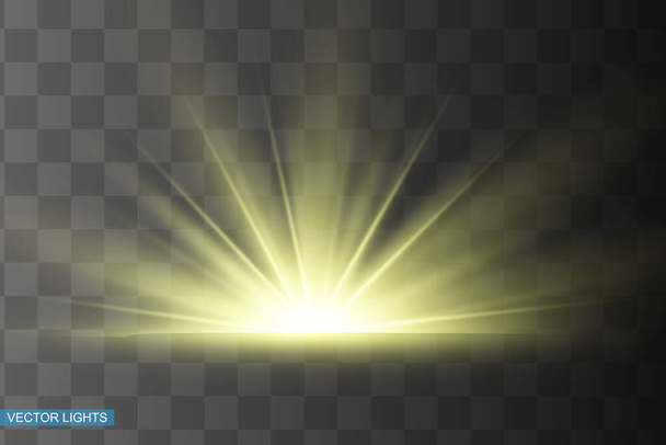 Leuchten isolierte gelbe Lichteffekte, Linsenschlag - Vektor, Bild