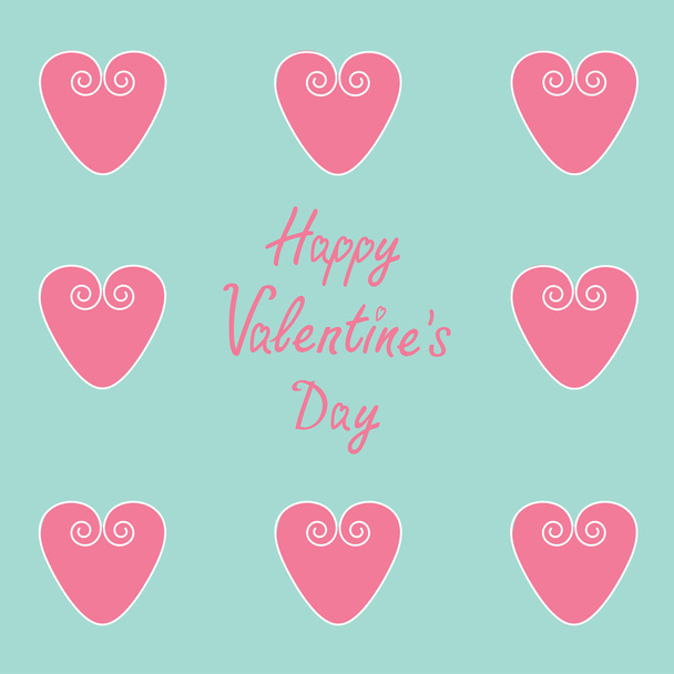 Pink hearts. Happy Valentines Day card. - Vecteur, image