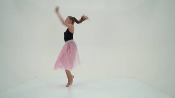 Graceful Girl Gymnast Performing Rhythmic Gymnastics Exercise. - Filmmaterial, Video