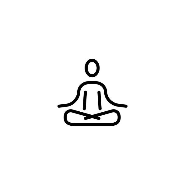 Meditation Symbol Zeilensymbol. Yoga-Übungen. Vektor auf isoliertem weißem Hintergrund. EPS 10. - Vektor, Bild