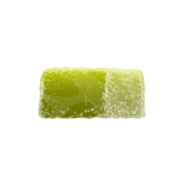 Marmalade isolated green candied fruit jelly. Vector apple taste candy with sugar sprinkles - Vector, Image