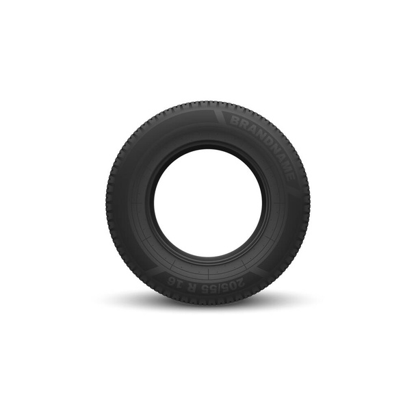 Voertuig zwarte rubberen band geïsoleerde mockup. Vector rond auto wiel, auto velg - Vector, afbeelding
