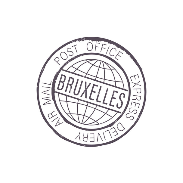 Hlavní město Brusel poštovní razítko izolovaná letecká pošta expresní doručovací znak. Vector Bruxelles mezinárodní poštovní ikona, znak holandské poštovní známky, razítko s razítkem na korespondenci - Vektor, obrázek