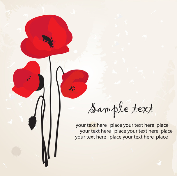 Vintage greeting card with poppy flower. - Vector, Image