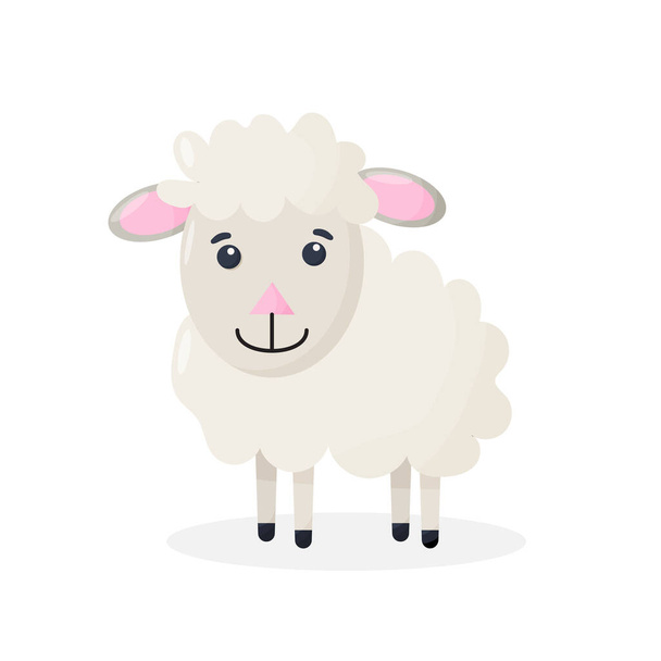 Cute cartoon sheep mascot character. Vector Isolated illustration of fluffy sheep. - Vettoriali, immagini