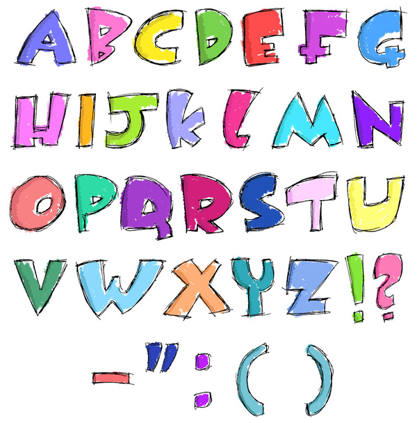 Colorful sketchy letters - Vector, Image