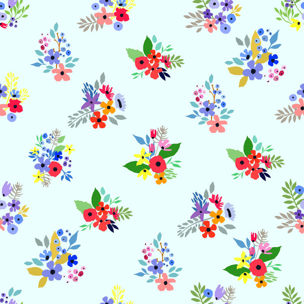 Seamless pattern. Vector floral design with wildflowers. Romantic background - Vektör, Görsel