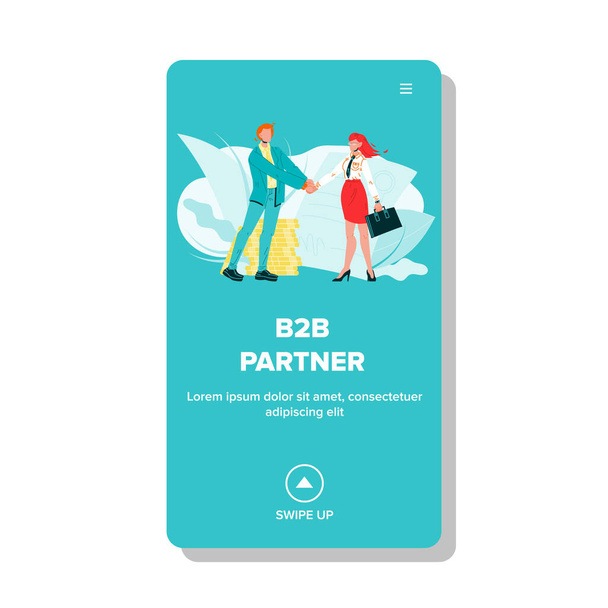 B2bパートナー握手取引｜ビジネスマンベクトルイラスト - ベクター画像