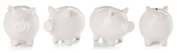Χαριτωμένο piggy τράπεζες σε λευκό φόντο - Φωτογραφία, εικόνα