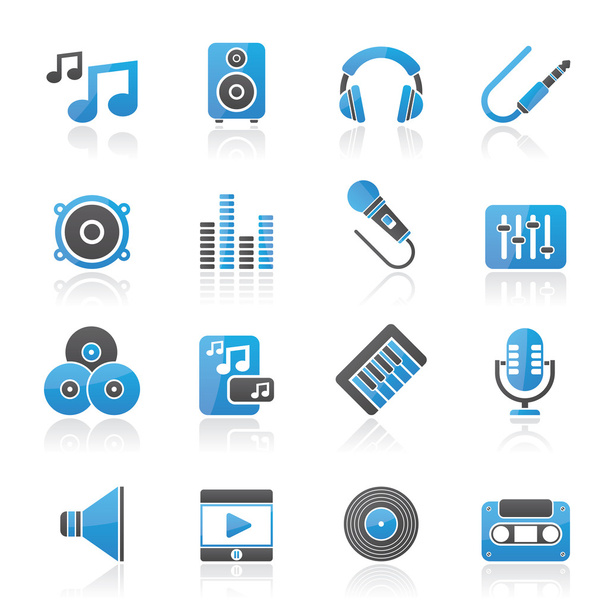 Music, sound and audio icons - Vektor, obrázek