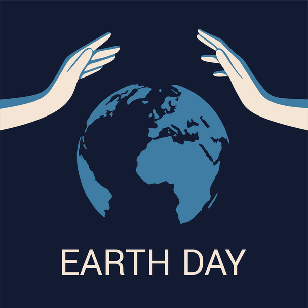 Hyvää Maan päivää vektorikortti. Malli maapallon kanssa Maan päiväksi. Vector kuvitus bannerit, julisteita. Save the Planet konsepti, 22. huhtikuuta. Vektorin tausta - Vektori, kuva